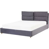 Velvet EU King Size Bed Frame 5ft3 Grey Slatted Base with Storage Batilly