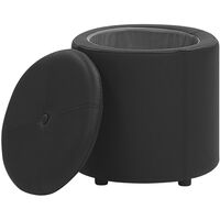 Modern Faux Leather Round Pouffe Stool Black Living Room Bedroom Maryland - Black