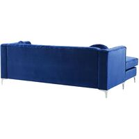 Right Hand Velvet Corner Sofa Blue Additional Pillows Glamour Timra - Blue