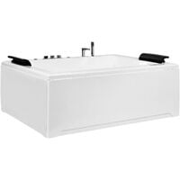 Modern Whirlpool Bath Hot Tub White Acrylic Hydro Massage 2 Headrests Salamanca - White