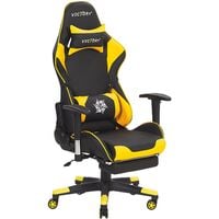Gaming Chair Ergonomic Footrest Adjustable Armrests Black and Yellow Victory