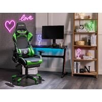 Gaming Chair Ergonomic Footrest Adjustable Armrests Black and Green Victory