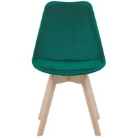 Set of 2 Modern Dining Chairs Velvet Upholstery Wooden Legs Green Dakota II