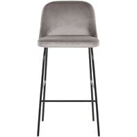 Modern Bar Chairs Set of 2 Padded Seat Velvet Upholstery Metal Legs Grey Nekoma