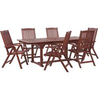 Rustic 6 Seater Garden Dining Set Extending Table Reclining Chairs Toscana
