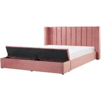 Velvet EU Super King Size Bed Frame Tufted 6ft Storage Bench Pink Noyers - Pink