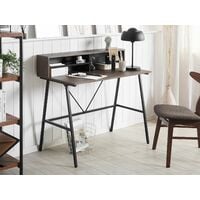 Modern Small Desk Home Office Study Metal Legs Dark Wood Finish Harison