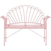 Garden Furniture Set Pink Vintage Metal 1 Bench 1 Table Cavinia - Pink