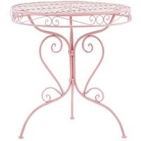 Outdoor Patio 3 Piece Bistro Set Pink Round Metal Table and Chairs Albinia - Pink