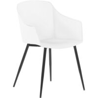 Set of 2 Dining Chairs Synthetic Material Black Legs Minimalist Design White Fonda