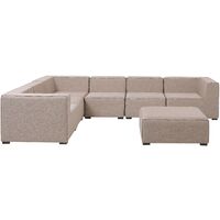 Modern Outdoor Sofa Set Polyester Sectional and Ottoman Beige Arezzo - Beige