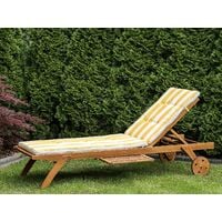Polyester Outdoor Sun Lounger Cushion Water Resistant Garden Yellow-White Cesana