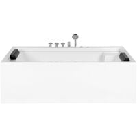 Modern Freestanding Whirlpool Bathtub White Acrylic Hydromassage Saona - White