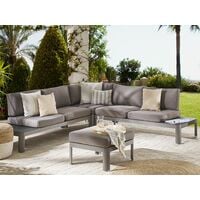 Outdoor Lounge Set L-Shaped Sofa with Ottoman Cushions Aluminium Grey Ferentino - Grey