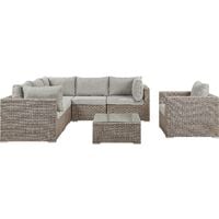 Garden Sectional Lounge Set Taupe PE Rattan Corner Sofa Grey Cushions Contare
