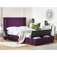 Velvet EU Double Size Bed Frame Tufted 4ft6 Storage Bench Violet Noyers