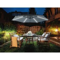 Modern Outdoor Garden Cantilever Parasol Polyester Canopy LED Grey Corval - Grey