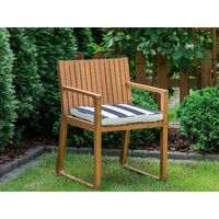 Modern Rustic Outdoor Garden Acacia Wood Dining Chair with Grey Cushion Sassari - Light Wood