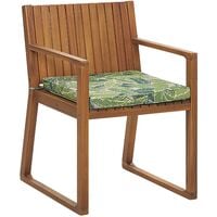 Modern Rustic Outdoor Garden Acacia Wood Dining Chair with Green Cushion Sassari - Green
