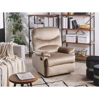 Reclining Chair Manual Adjustable Back Footrest Velvet Upholstery Taupe Eslov