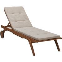 Outdoor Garden Patio Lounger Sunbed with Cushion Beige Acacia Wood Cesana