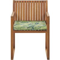 Outdoor Garden Acacia Wood Dining Chair Set of 8 with Green Cushions Sassari - Light Wood