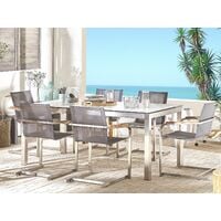 6 Seater Garden Dining Set Marble Veneer HPL Top Grey Chairs Grosseto/Cosoleto - White
