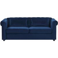 Chesterfield Sofa Bed Pull Out Button Tufted 3 Seater Cobalt Blue Chesterfield