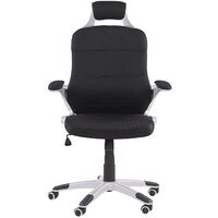 Modern Swivel Office Chair Black Mesh Adjustable Silver Base Headrest Premier - Black