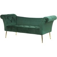 Double Ended Chaise Lounge Tufted Velvet Upholstery Gold Legs Green Nantilly - Green