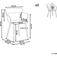 Modern Set of 2 Dining Chairs Black Metal Legs Synthetic Ergonomic Sumkley