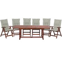6 Seater Garden Dining Set Extending Table Reclining Chairs Taupe Cushions Toscana