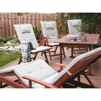 Set of 6 Garden Chairs Acacia Wood Adjustable Foldable Cushion Taupe Toscana