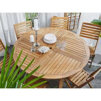Outdoor Garden Dining Table Acacia Light Wood Slatted Top Round 150 cm Tolve - Light Wood