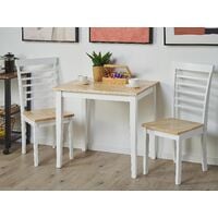 Modern Table and 2 Chairs Dining Set Rubber Light Wood and White Battersby - Light Wood