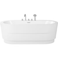 Freestanding Bathtub Sanitary Acrylic 170 x 80 cm with Fixtures White Empresa - White