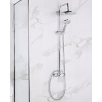 Modern Mixer Shower Set Brass Rain Function Wall Hanging Glossy Silver Tinkisso - Silver
