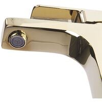 Modern Bathroom Basin Mixer Tap Glossy Gold Fixture Irupu - Gold