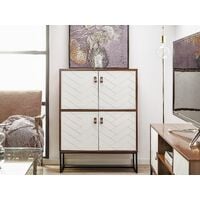 Modern Sideboard Storage Cabinet 4 Doors Metal Legs Dark Wood with White Nueva - Dark Wood