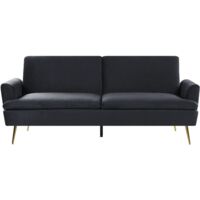 Sofa Bed 3 Seater VETTRE Velvet Black