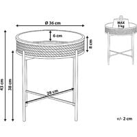 Side Table Folding Metal Legs Light Rattan Detachable Round Top Tray Black Vienna - Black