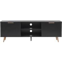 TV Stand Storage Cabinets Shelves Cable Management Black with Gold Indio - Black