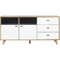 Scandinavian Sideboard Light Wood with White Storage Cabinets Drawers Ilion