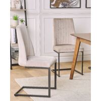 Set of 2 Dining Chairs Taupe Velvet High Back Living Room Dining Room Lavonia - Grey