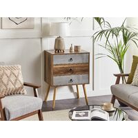 Rustic Sideboard Living Room Chest 3 Drawers Dark Wood with Grey Batley - Dark Wood