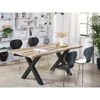 Modern Extending Dining Table 140/180 cm Dark Wood Top Metal Black Legs 4-6 Seat Bronson - Light Wood