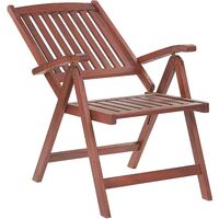 Set of 6 Garden Chairs Acacia Wood Adjustable Foldable Cushion Blue Toscana