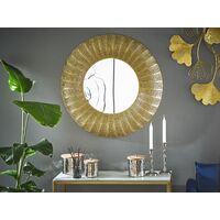Oriental Glamour Round Wall Mirror 77 cm Decorative Metal Frame Gold Godhra