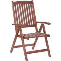 Set of 2 Garden Chairs Acacia Wood Adjustable Foldable Cushion Blue Toscana - Dark Wood