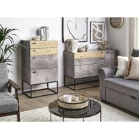 Modern Chest of Drawers 4-Tier Storage Concrete Effect Light Wood Acra - Grey